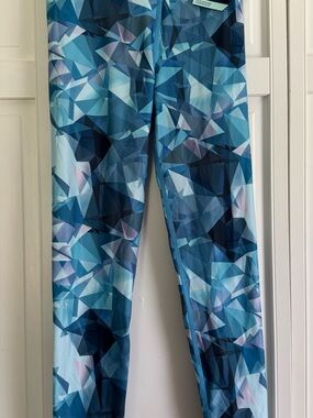 DSG Geometric Blue Performance Leggings, DSG Cold Weather Compression Leggings